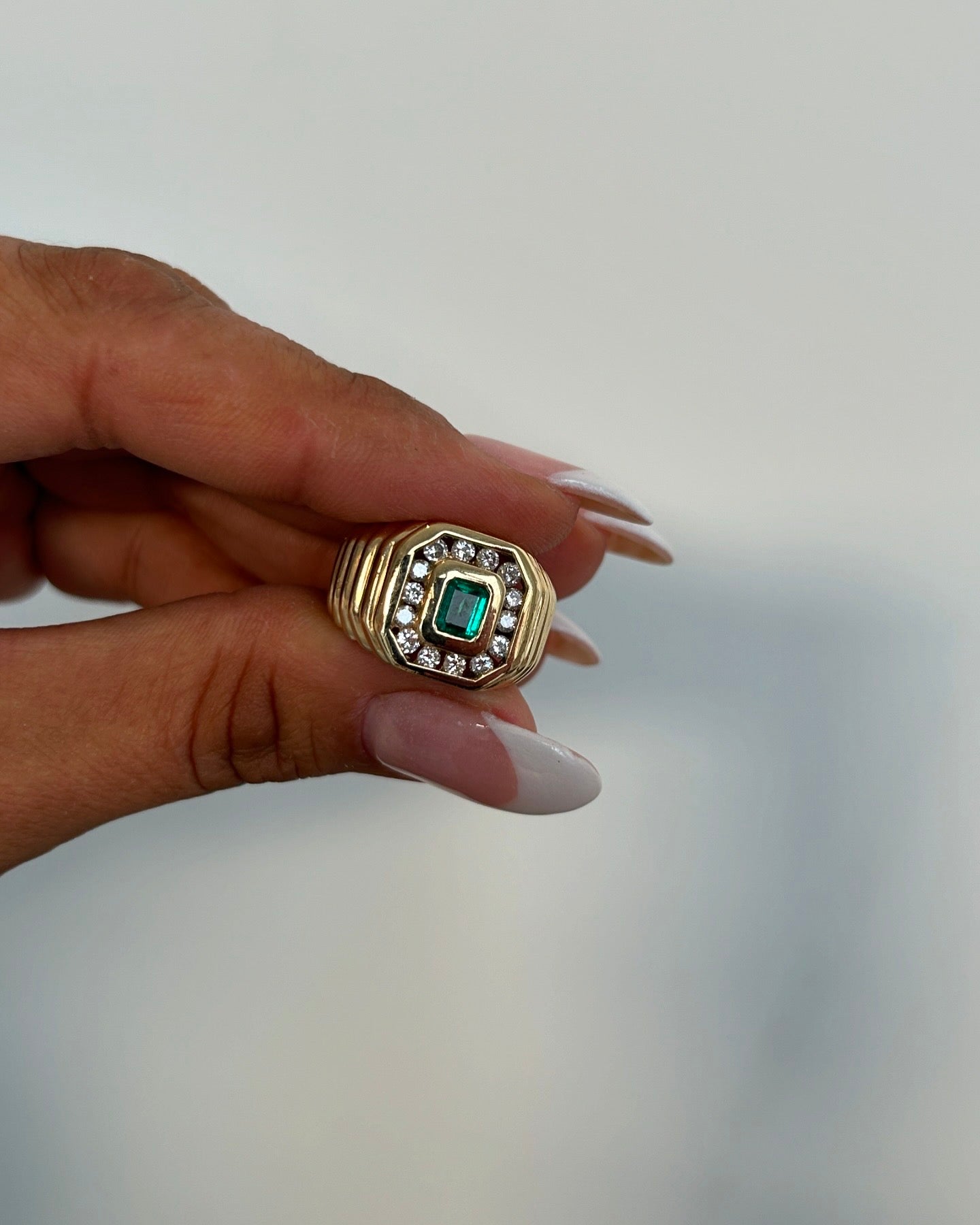 Vintage Green Emerald Statement Ring