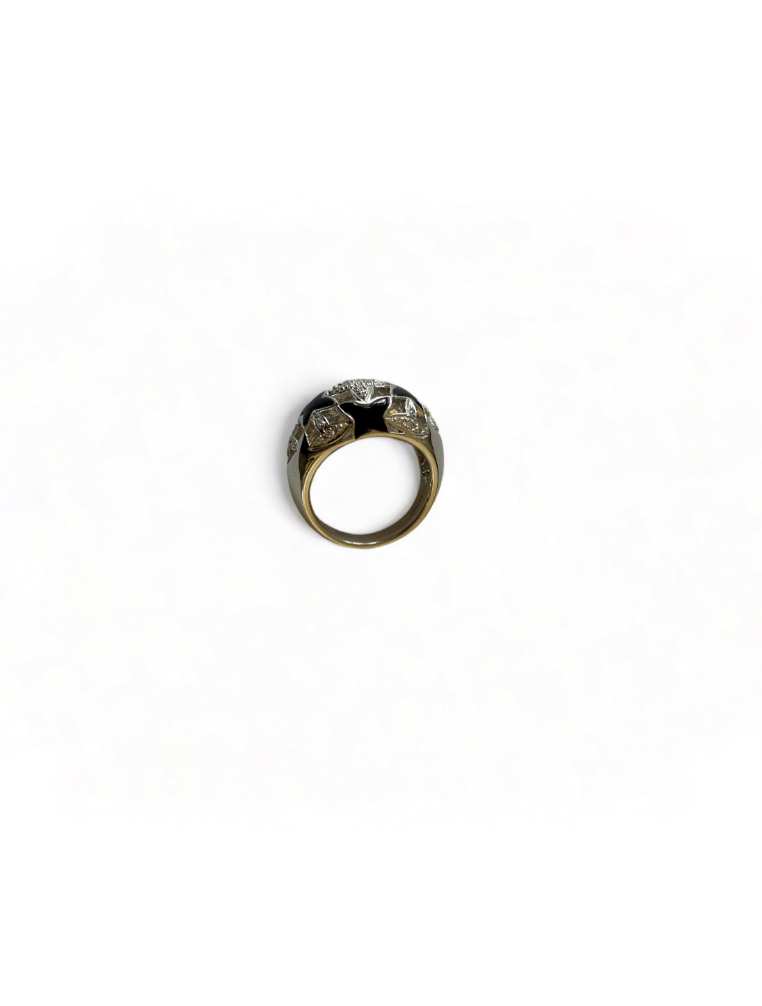 Vintage Black Enamel & Diamond Ring