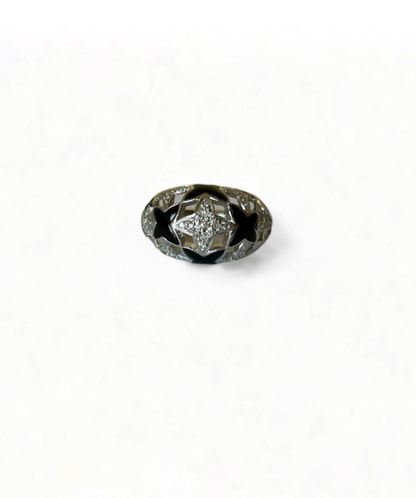 Vintage Black Enamel & Diamond Ring